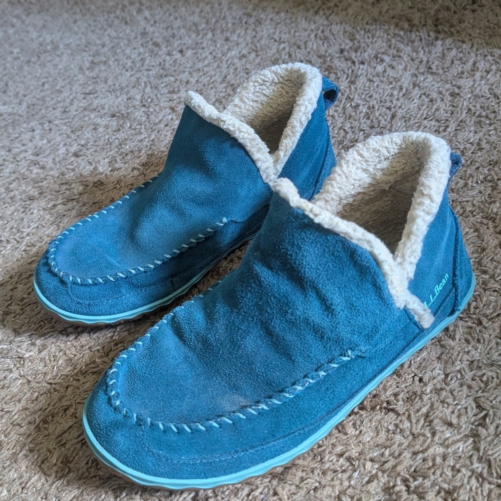 L.L. Bean Teal Slippers with Brown Soles
